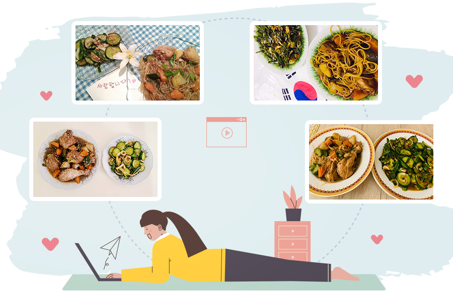 ▲   참가자들은 각자 완성한 요리 사진을 공유하며, 한국 음식에 대해 이야기를 나누었습니다.  그리고 '앞으로 더욱 다양한 한국문화를 체험하고 싶다'는 소감을 전했습니다. 