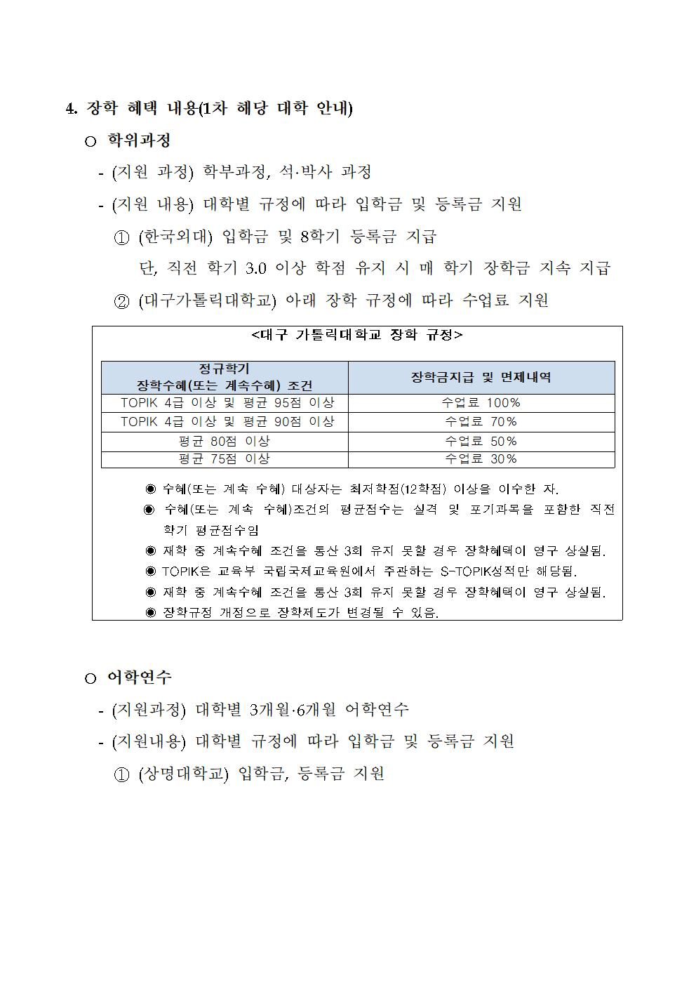 2019년 상반기 세종학당재단 장학생 1차 모집_2