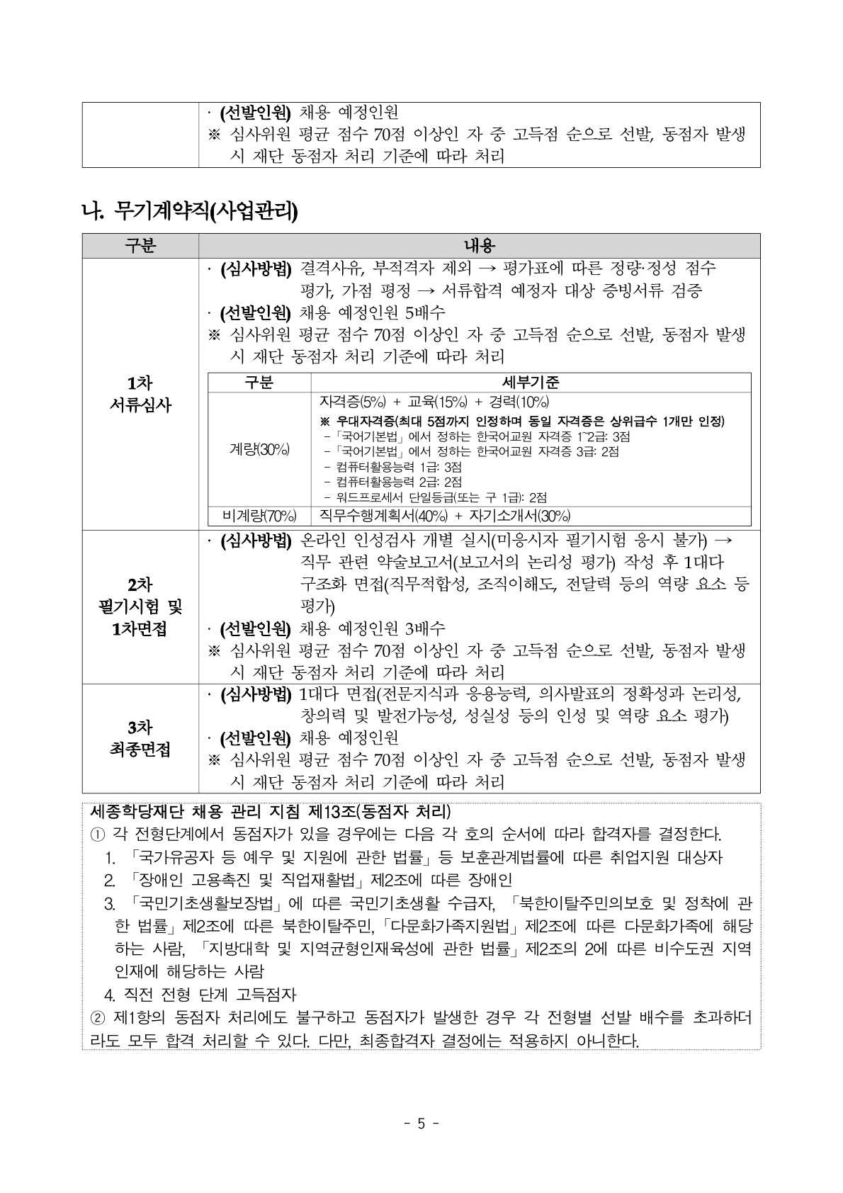 2026년 세종학당재단 하반기 정규직, 무기계약직 채용 공고